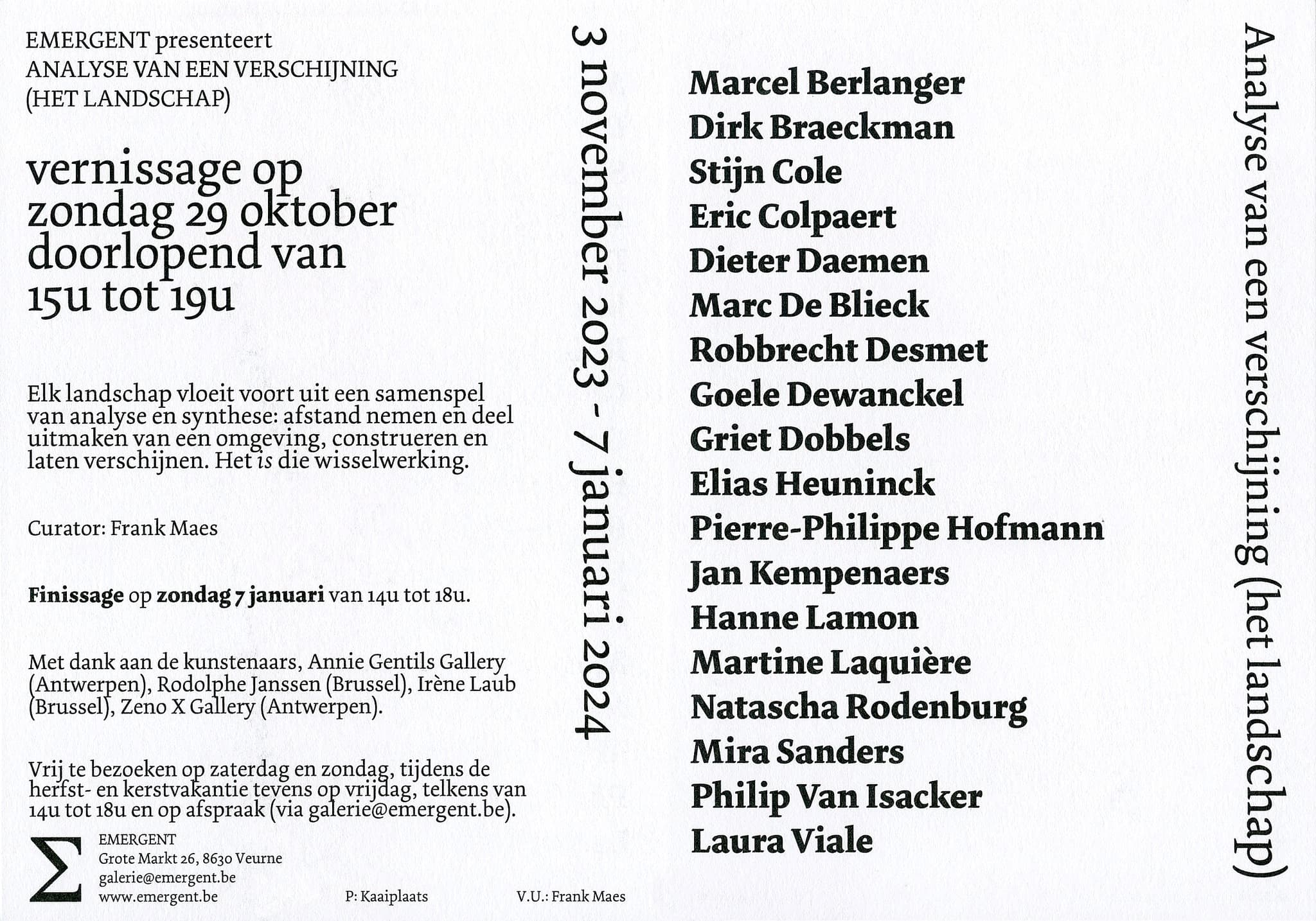 Analyse van een verschijning (het landschap) – Group exhibition, Winter 2023